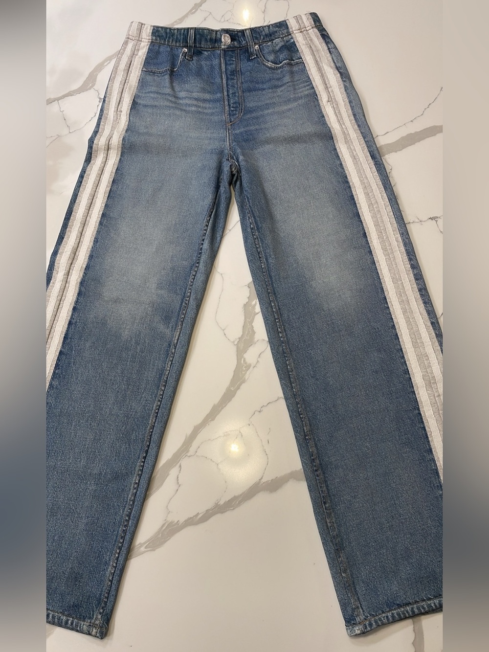 NEW Rag & Bone rb Miramar Side Stripe
Wide Leg Cotton Terry Sweatpant Jeans M - Picture 3 of 14